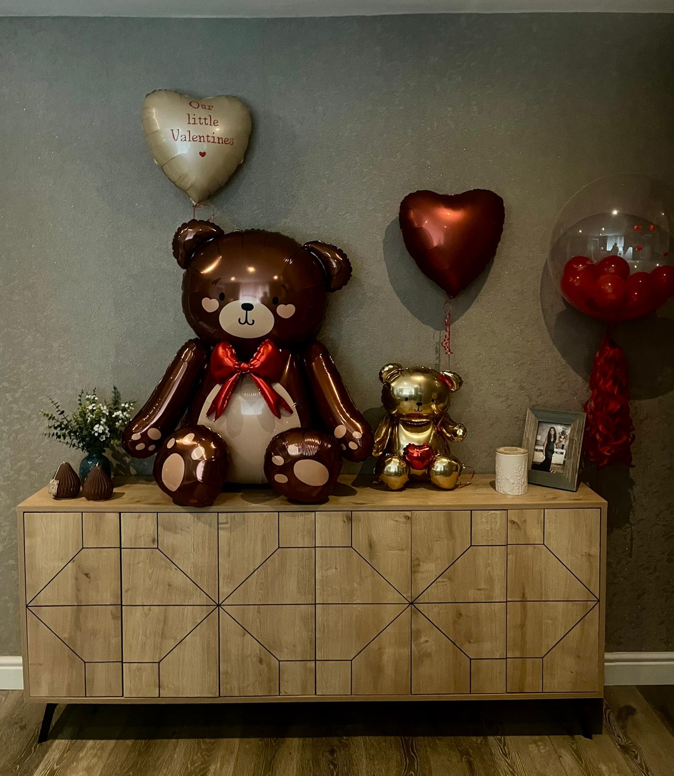 Valentine's Day balloon bears with heart balloon display in County Down